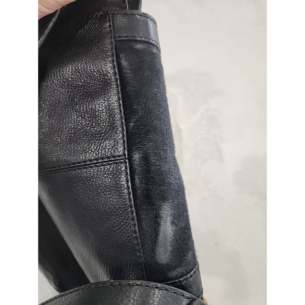 Fossil Black Calf Hair Leather Crossbody Saddle Bag - Picture 12 of 13